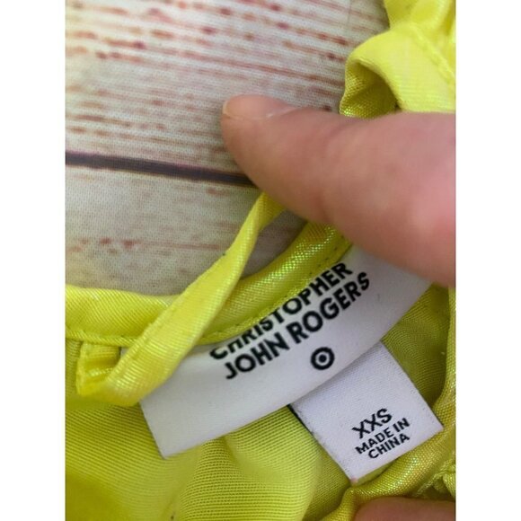 Christopher John Rogers Florescent Yellow Puff Sleeve Dress - XXS - Picture 8 of 15